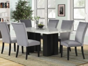 1220grey-dining-set_orig.jpg A1220 Gray - (FAUX MARBLE) Dining Table + 6 Chair Set