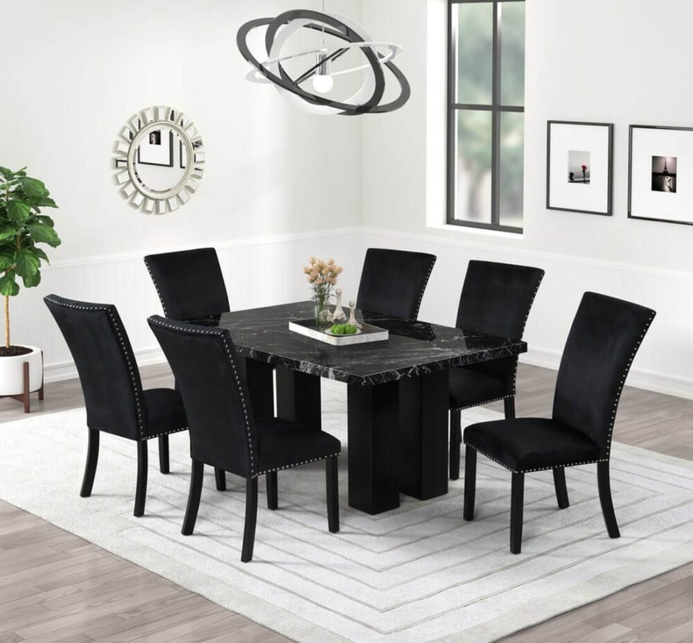 1220onyx-dining-set-2-1.jpg 1220 Onyx - (FAUX MARBLE) Dining Table + 6 Chair Set