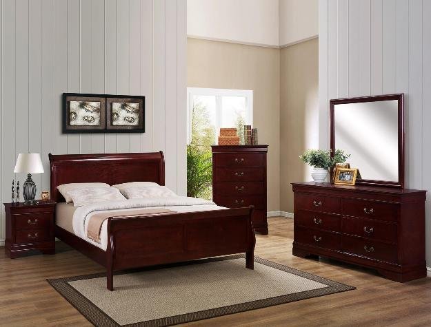 SETB3800 LOUIS PHILIP CHERRY BEDROOM GROUP