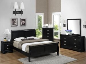 SETB3900 LOUIS PHILIP BLACK BEDROOM GROUP