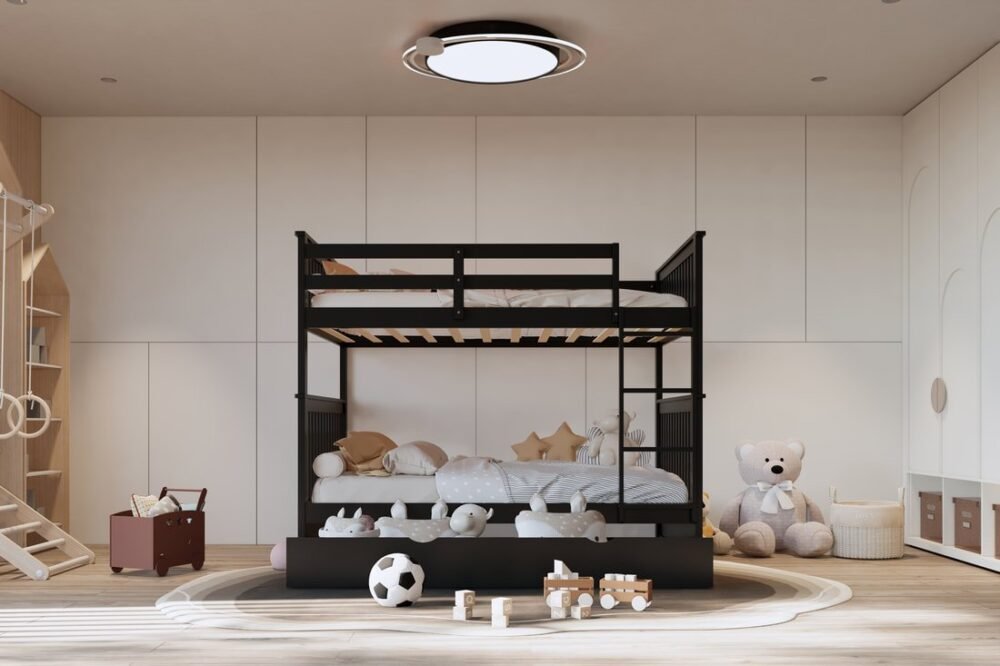 bb32_orig.jpg BB32 Full/Full Bunk Bed w/Twin Trundle Black