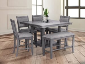 D2300 - Counter Height Table + 4 Chair + Bench Set