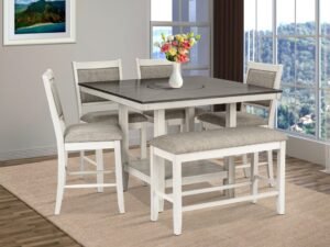 D2310 - Counter Height Table + 4 Chair + Bench Set