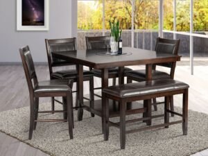 D2320 - Counter Height Table + 4 Chair + Bench Set