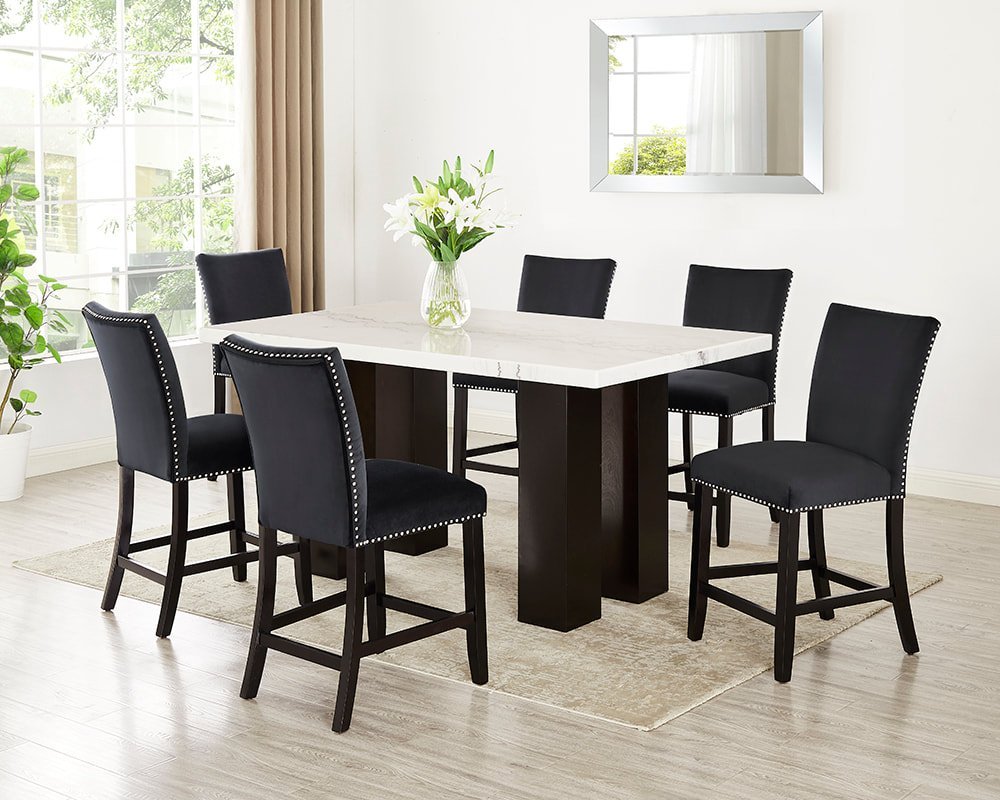 finleyblack_orig.jpg Finley Black - (GENUINE MARBLE) Counter Height Table & 6 Chairs