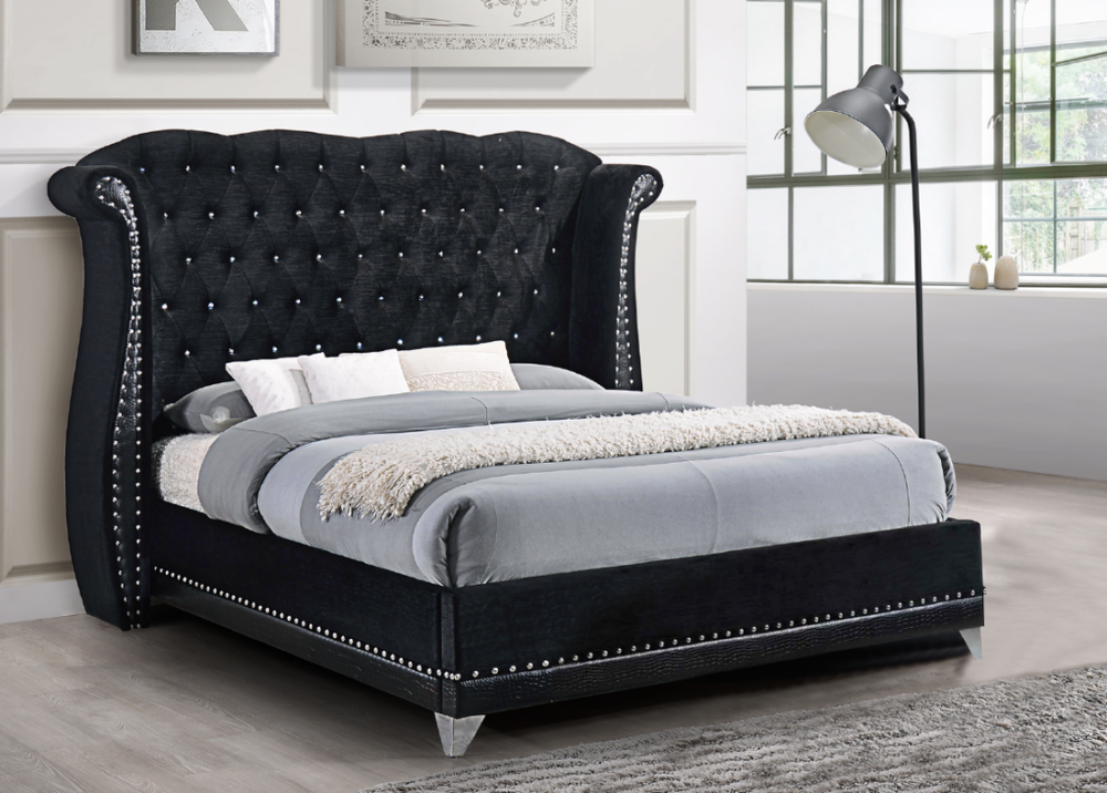 Luxor Black Platform Bed Queen, King