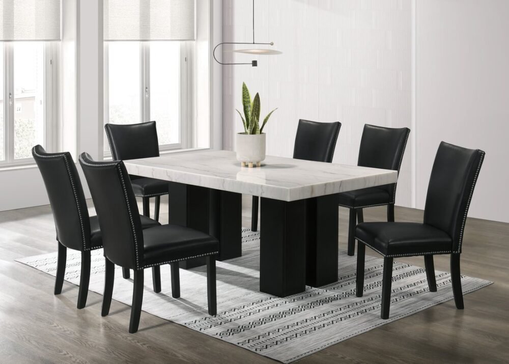 ts-finland-dining-set-1-6-pu-black_orig.jpg Finland PU - (GENUINE MARBLE) Table & 6-Chairs