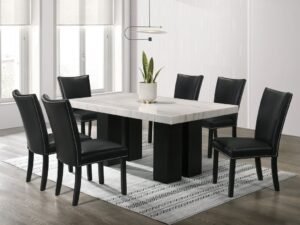Finland PU - (GENUINE MARBLE) Table & 6-Chairs