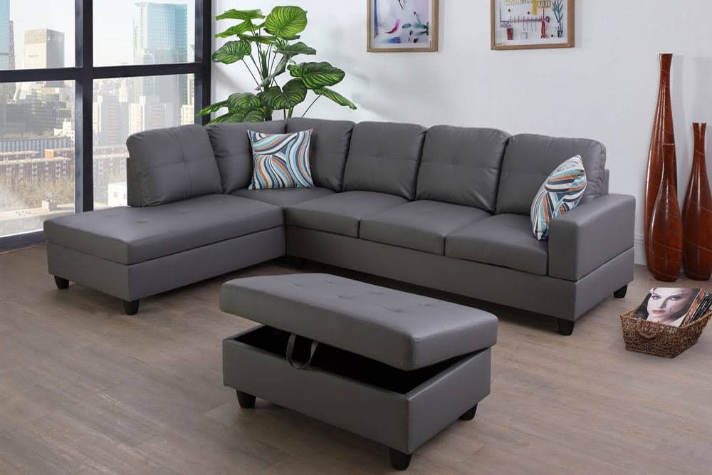 0090 F09516 dark gray sala seccional con ottoman