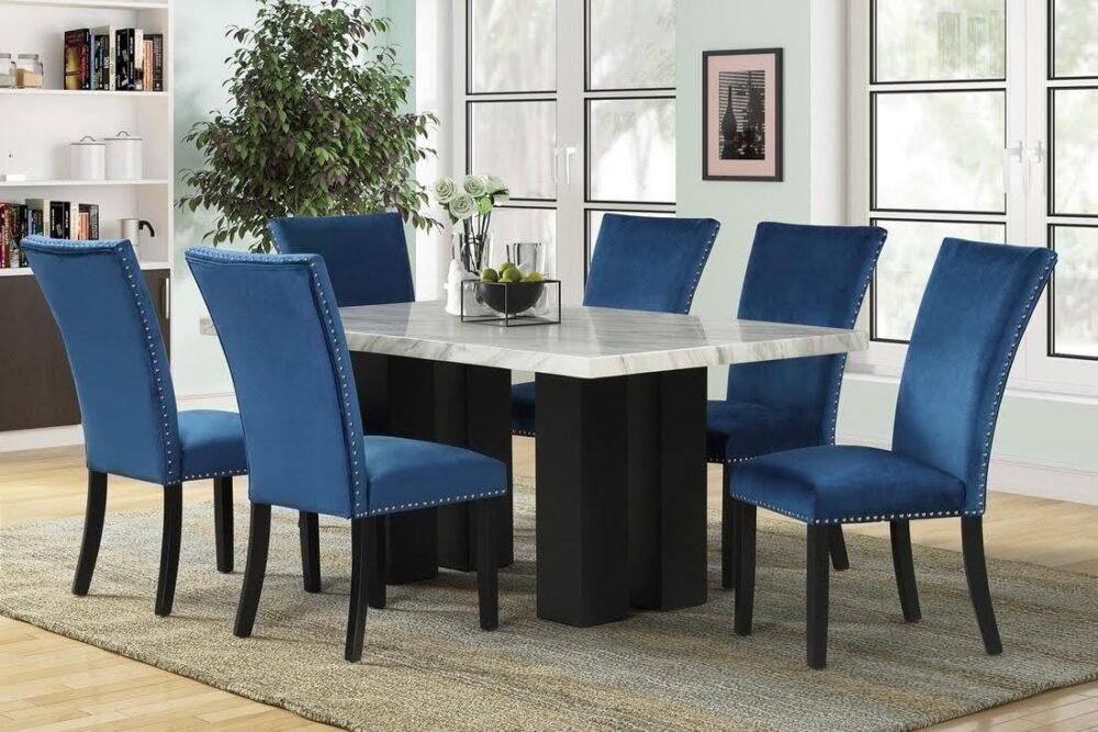 0101 Faux marble blue set de 6 sillas